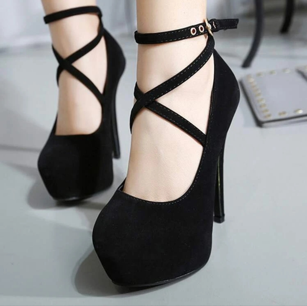 Black Velvet Platform Pumps